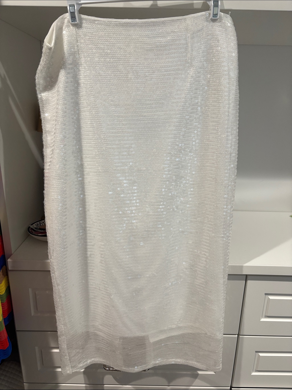Marella White Sequin Midi Skirt